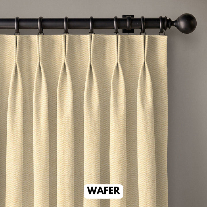 Pinch Pleated Woven Herringbone Linen Curtains UK - Natural Texture | Standard & Made to Measure