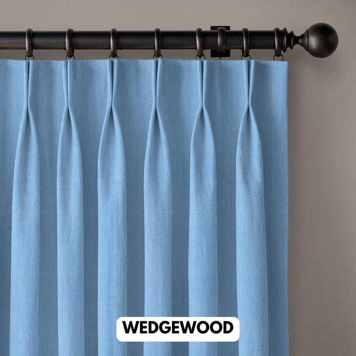Pinch Pleated Woven Herringbone Linen Curtains UK - Natural Texture | Standard & Made to Measure