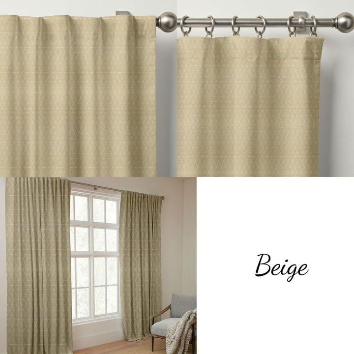 Modern Geometric Triangle Organic Cotton Curtains - Light Filtering & Blackout Options