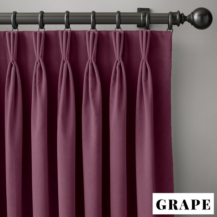 Triple Pinch Pleat Velvet Curtains | 100% Cotton | Blackout Lining Option | Standard & Custom Sizing