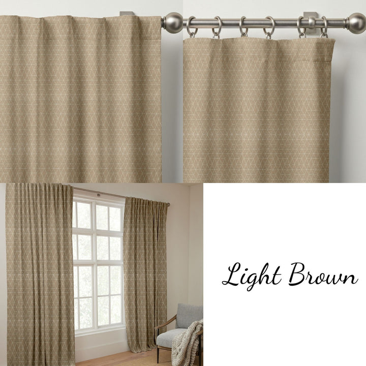 Modern Geometric Triangle Organic Cotton Curtains - Light Filtering & Blackout Options