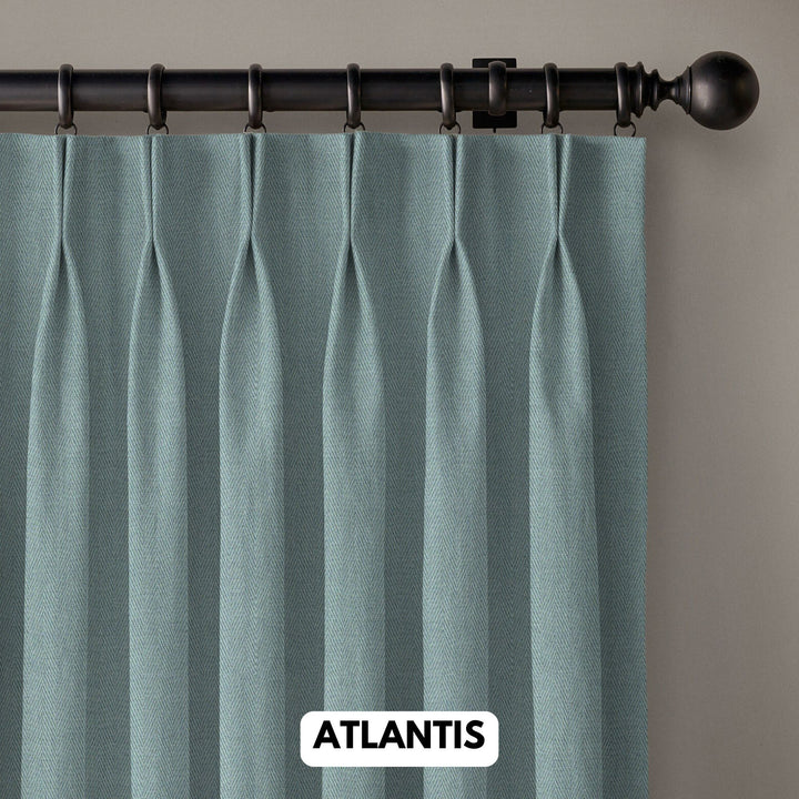 Pinch Pleated Woven Herringbone Linen Curtains UK - Natural Texture | Standard & Made to Measure