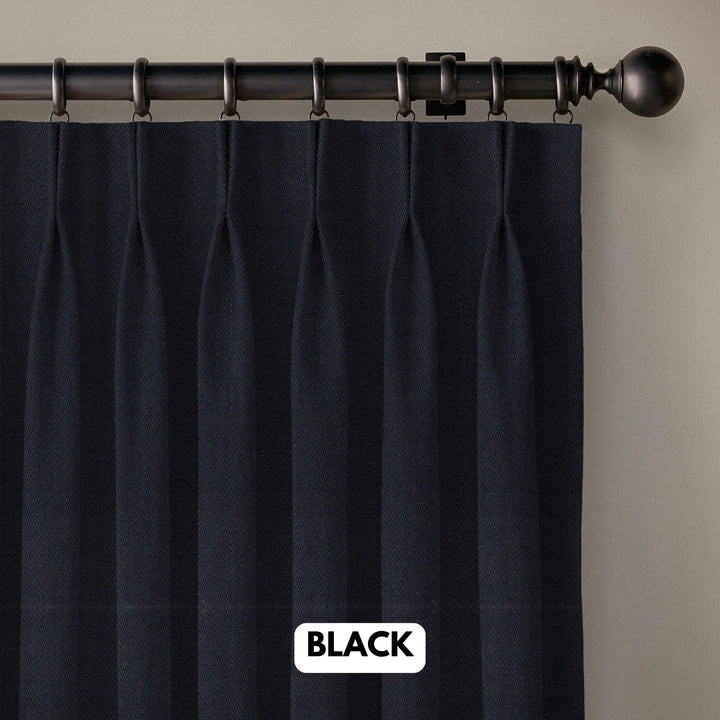 Pinch Pleated Woven Herringbone Linen Curtains UK - Natural Texture | Standard & Made to Measure