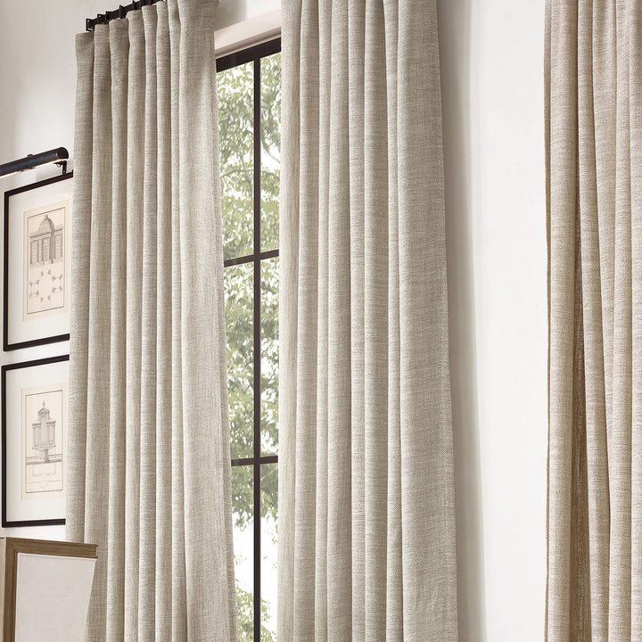 Organic Belgian Basketweave Linen Curtains | Blackout or Light Filtering | Custom Sizes Available