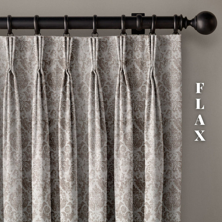 Jacquard Damask Linen Blend Curtains | 5 Colours | Pinch & Euro Pleats | Made-to-Measure