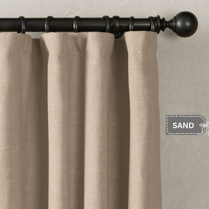 Heavyweight Belgian Linen Curtains - 290gsm Flax Linen - Rod Pocket, Grommet, Tab Top & More - Standard Sizes & Made to Measure in the UK
