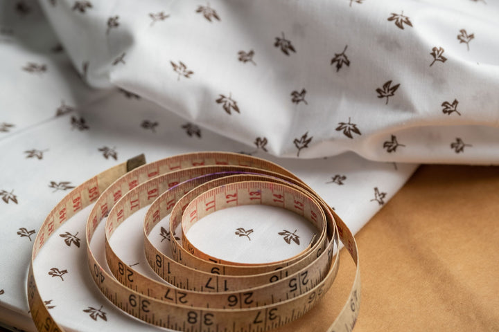 Floral Sprig Hemp Fabric | White & Brown | Organic | 145gsm | 147cm Wide