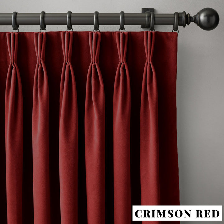 Triple Pinch Pleat Velvet Curtains | 100% Cotton | Blackout Lining Option | Standard & Custom Sizing