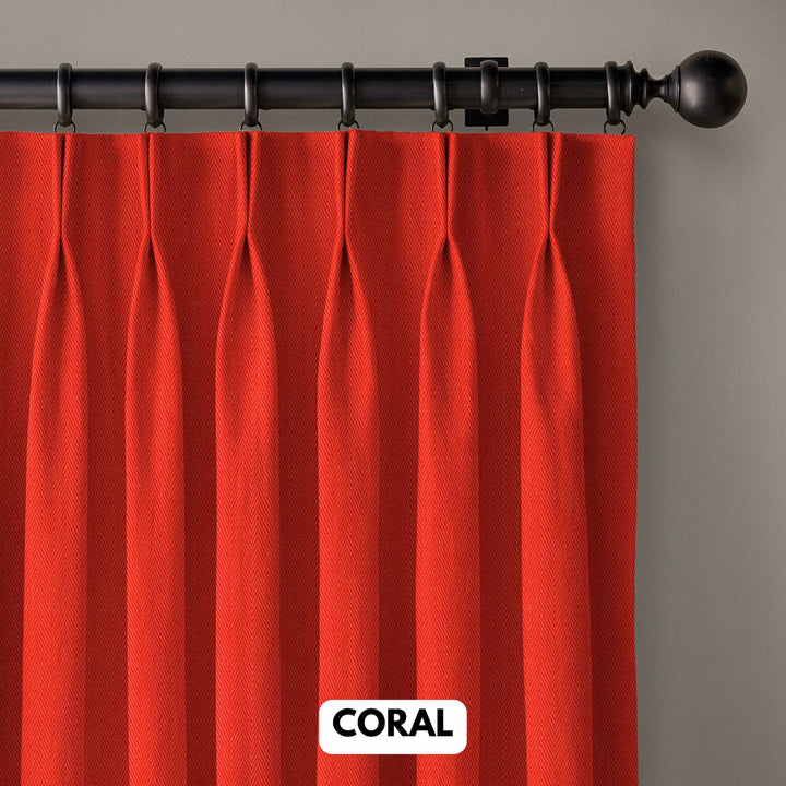 Pinch Pleated Woven Herringbone Linen Curtains UK - Natural Texture | Standard & Made to Measure