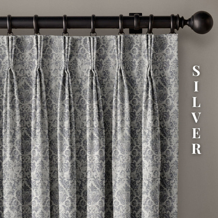 Jacquard Damask Linen Blend Curtains | 5 Colours | Pinch & Euro Pleats | Made-to-Measure