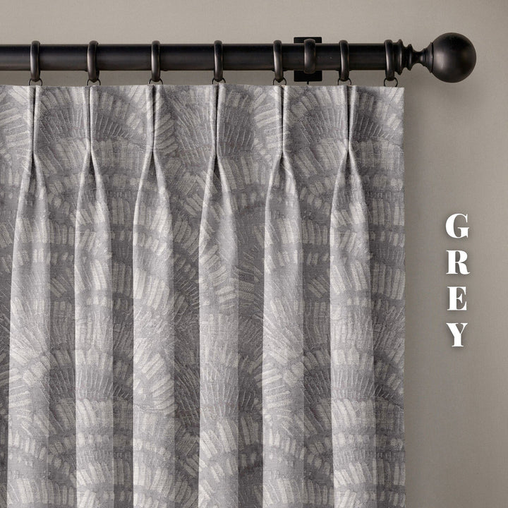 Textured Linen Curtains with Boho Pattern | 4 Colours | Pinch Pleated | Size & Liner Options