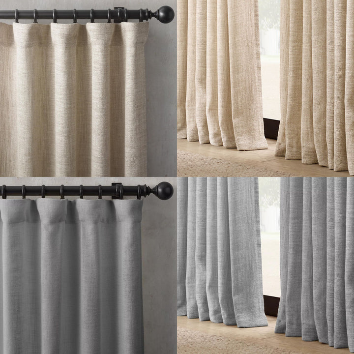 Organic Belgian Basketweave Linen Curtains | Blackout or Light Filtering | Custom Sizes Available