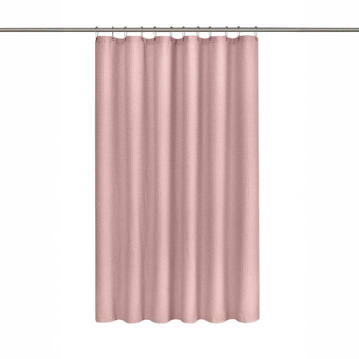 Dusty Pink Organic Cotton Waffle Shower Curtain | Mold Resistant | Quick Dry