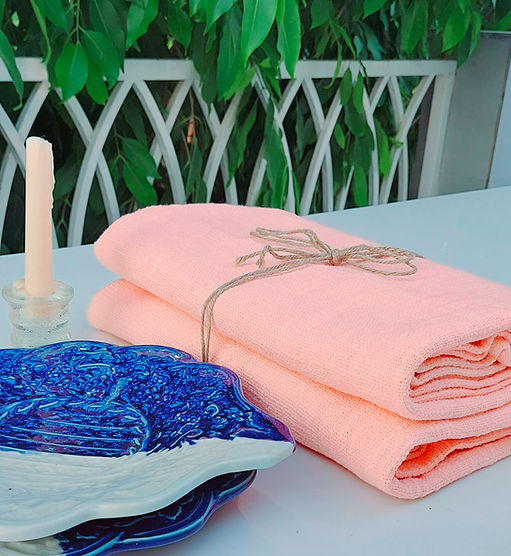 Organic Cotton Textured Tablecloth | Peach | 2-10 Seater