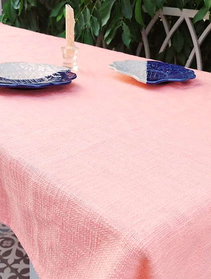 Organic Cotton Textured Tablecloth | Peach | 2-10 Seater