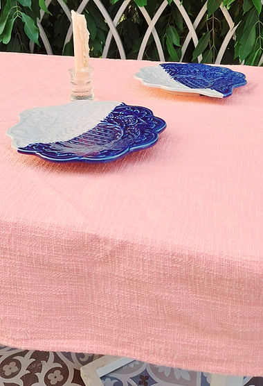 Organic Cotton Textured Tablecloth | Peach | 2-10 Seater