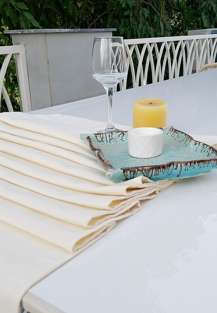 Natural Linen Table Runner | Off-White | Textured Weave | 92-305cm