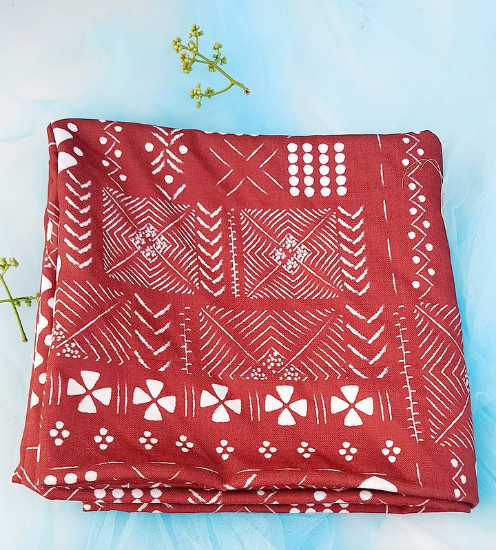 Red Geometric Print Tablecloth | GOTS Certified Organic Cotton | Various Sizes