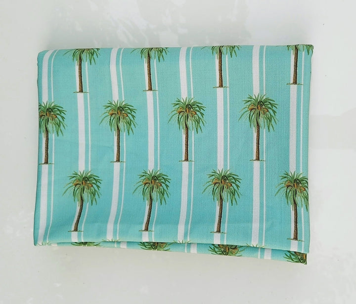 Aqua Palm Tree Print Tablecloth | GOTS Certified Organic Cotton | Various Sizes