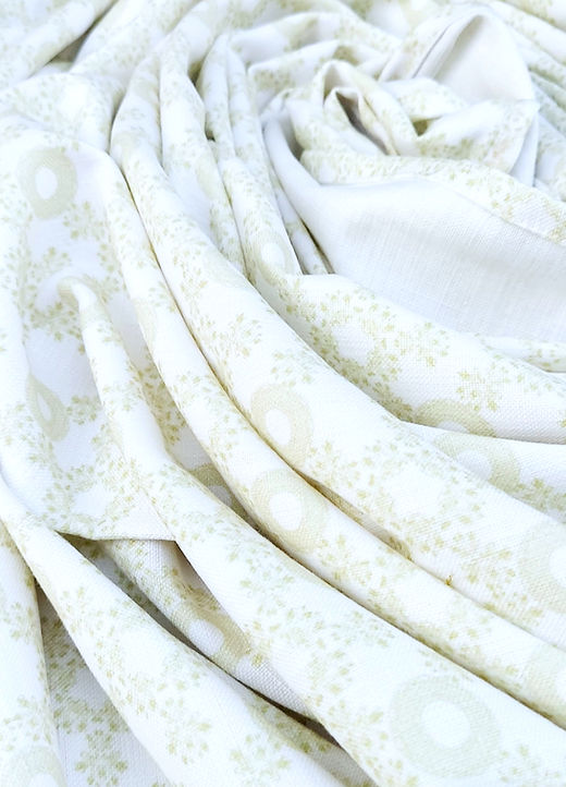 Organic Cotton Tablecloth | White with Beige Floral Print | Various Sizes