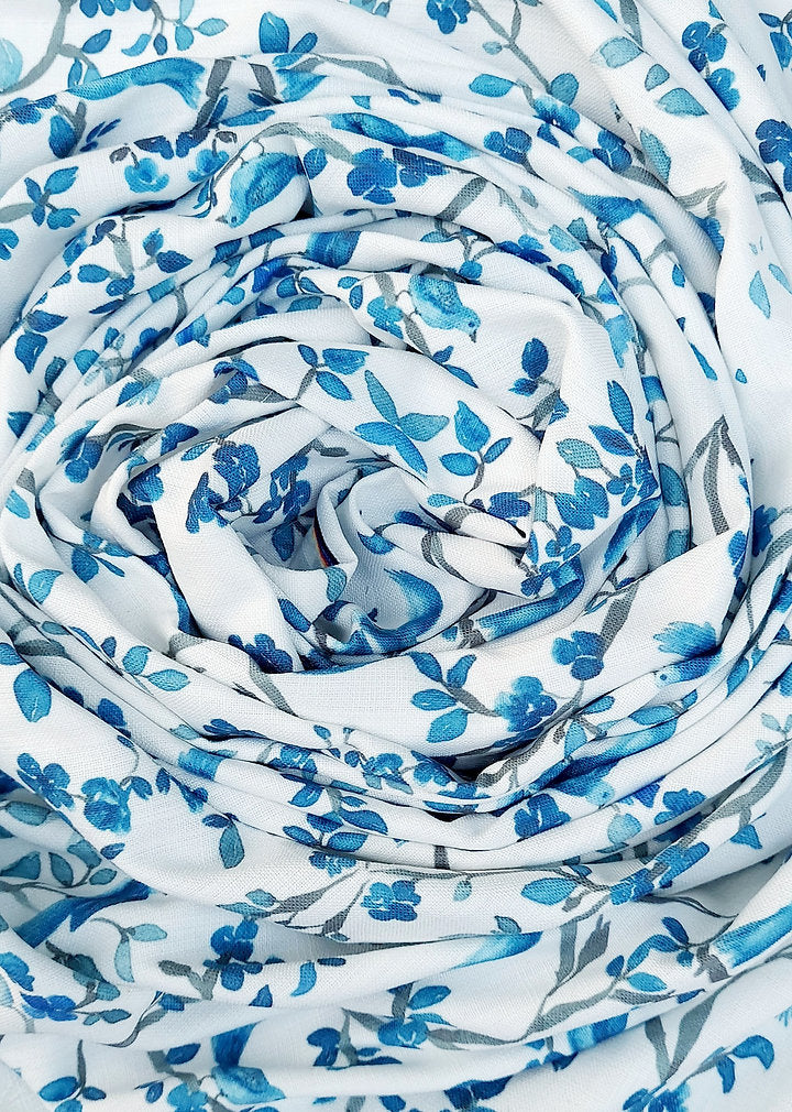 Blue Bird & Branch Print Tablecloth | GOTS Certified Organic Cotton | Various Sizes