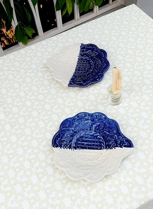 Organic Cotton Tablecloth | White with Beige Floral Print | Various Sizes