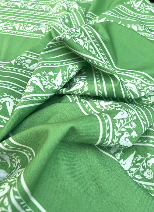 Green Bird Print Tablecloth | Cotton Rich | Rectangular | Various Sizes
