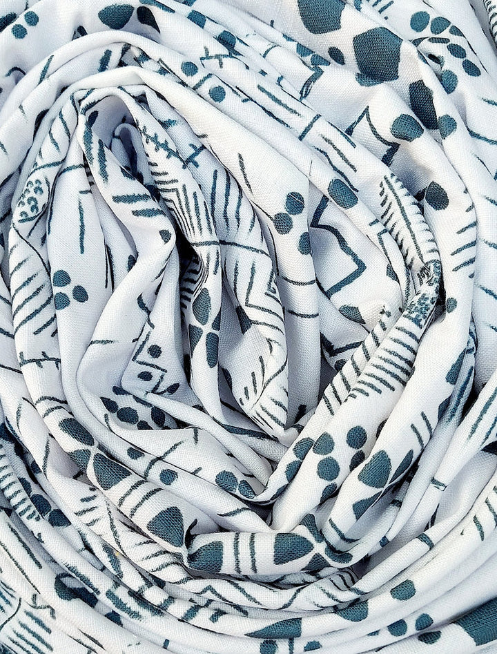 White & Blue Geometric Tablecloth | GOTS Certified Organic Cotton | Various Sizes