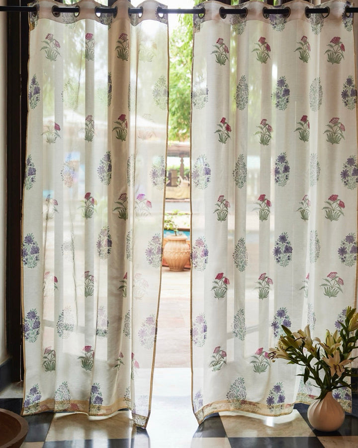 Hand Block Printed Linen Curtains | Opaque For Privacy with Light Filtration