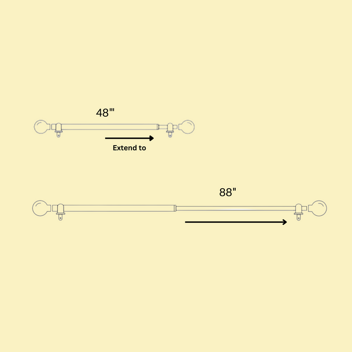 Cream & Blue Double Curtain Pole | Ball Finials | Rustproof | 25KG Load | Classic Style
