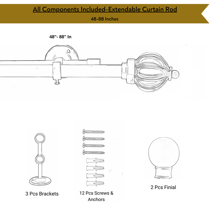 Cream & Blue Double Curtain Pole | Ball Finials | Rustproof | 25KG Load | Classic Style