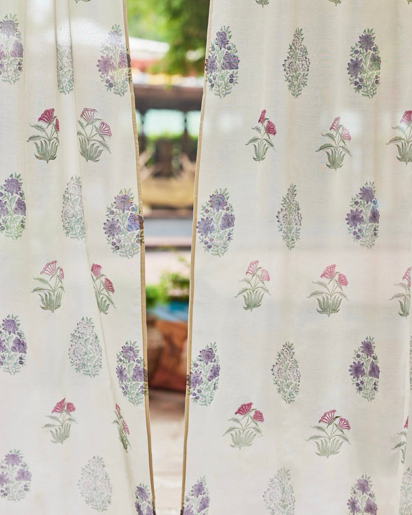 Hand Block Printed Linen Curtains | Opaque For Privacy with Light Filtration