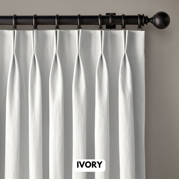 Pinch Pleated Woven Herringbone Linen Curtains UK - Natural Texture | Standard & Made to Measure