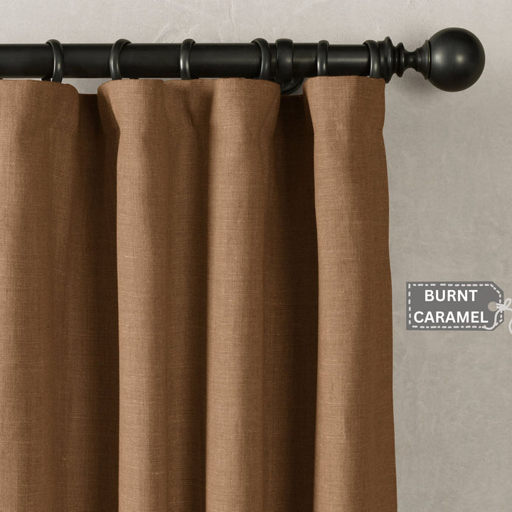 Heavyweight Belgian Linen Curtains - 290gsm Flax Linen - Rod Pocket, Grommet, Tab Top & More - Standard Sizes & Made to Measure in the UK