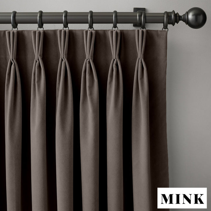 Triple Pinch Pleat Velvet Curtains | 100% Cotton | Blackout Lining Option | Standard & Custom Sizing