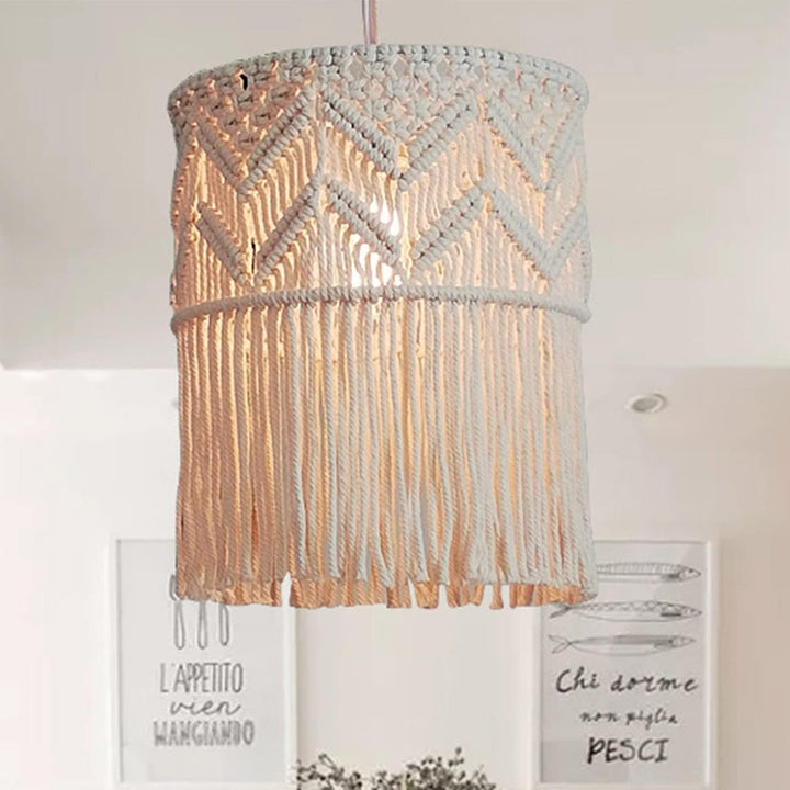 Handmade Cotton Macrame Chandelier Pendant Light Shade | Bohemian Decor