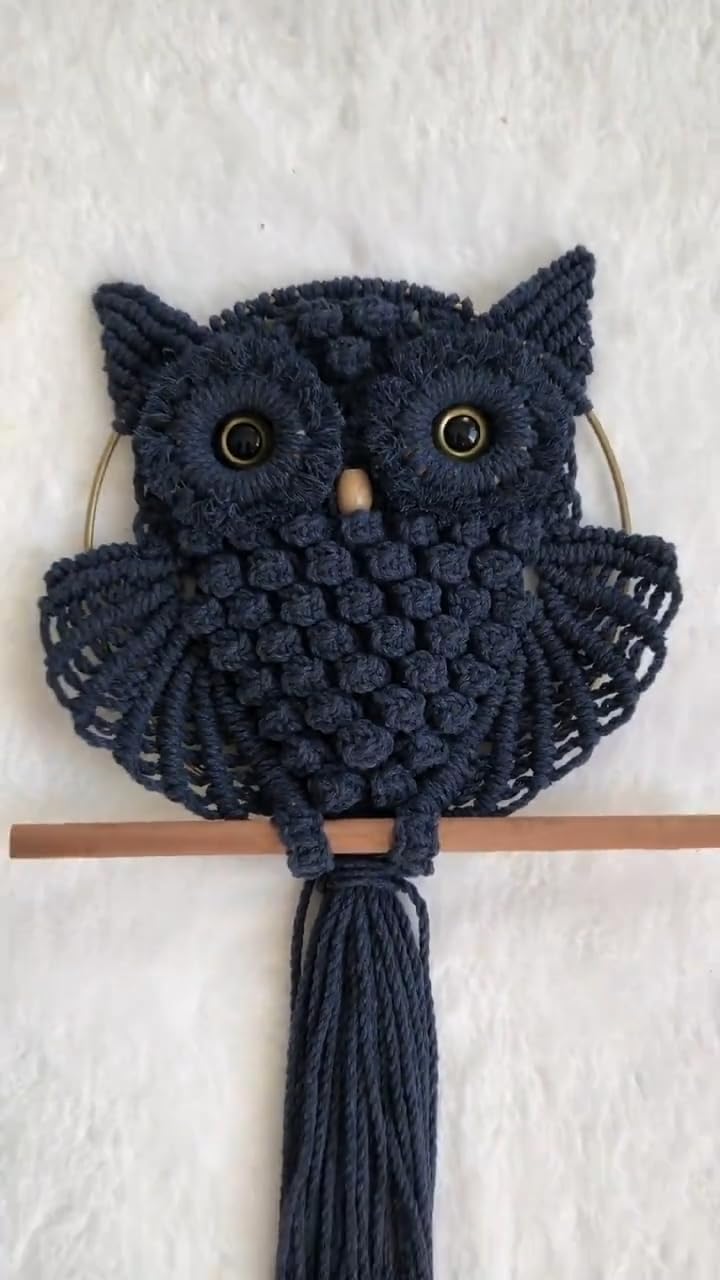 Handmade Macrame Owl Wall Hanging | Bohemian Decor | Cotton Rope Art