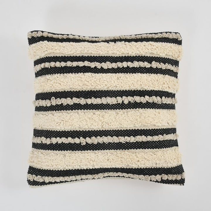 Black & White Striped Cushion Cover | Textured Cotton | 40x40cm | Modern Home Decor