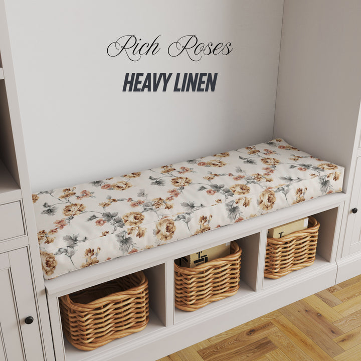 Custom 4 inch (10cm) Rectangular Foam Bench Pad, Seat Pad & Sofa Cushions | Made to Measure in Cotton Velvet, Linen or Organic Cotton for Indoor & Outdoor Furniture