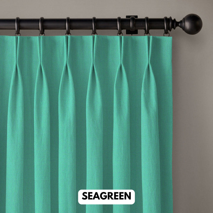 Pinch Pleated Woven Herringbone Linen Curtains UK - Natural Texture | Standard & Made to Measure