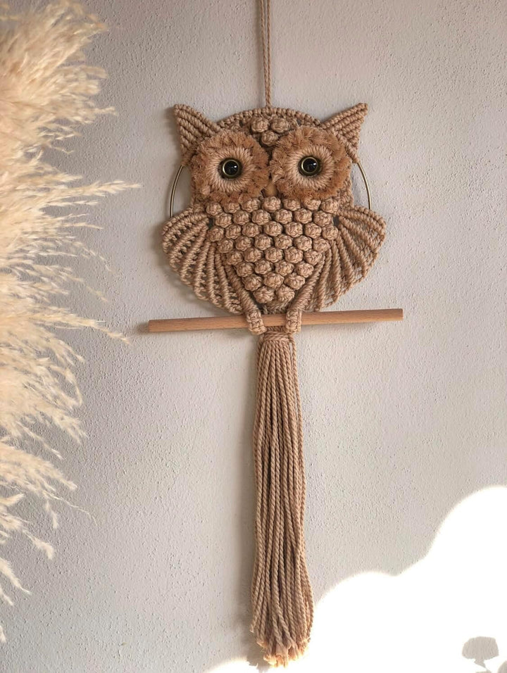 Handmade Macrame Owl Wall Hanging | Bohemian Decor | Cotton Rope Art