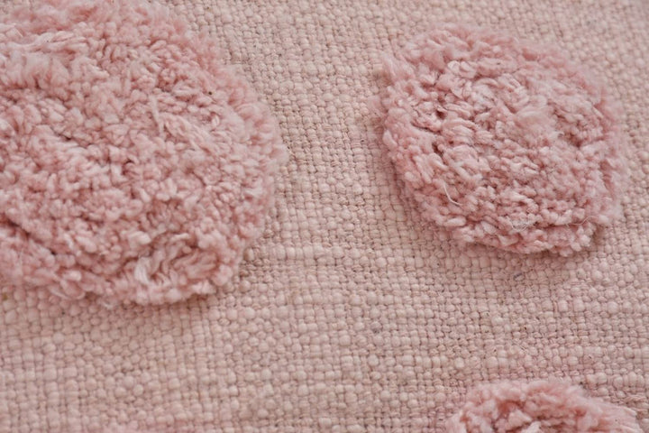 Pink Polka Dot Cushion Cover | 40x40cm | Tufted Organic Cotton | Handmade