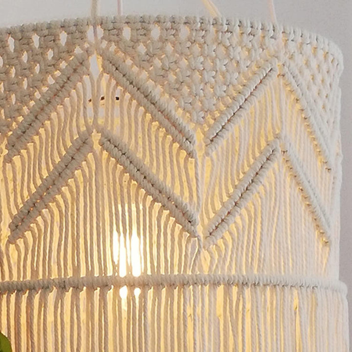 Handmade Cotton Macrame Chandelier Pendant Light Shade | Bohemian Decor