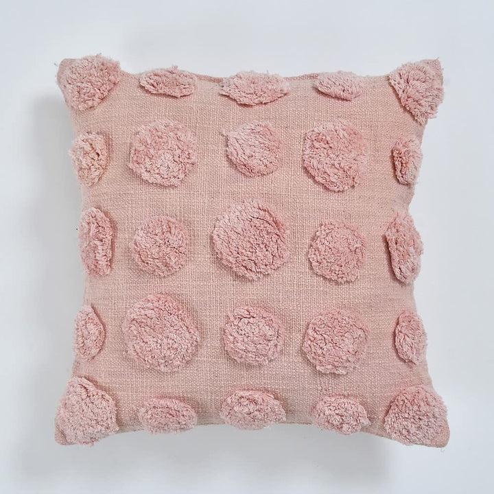 Pink Polka Dot Cushion Cover | 40x40cm | Tufted Organic Cotton | Handmade