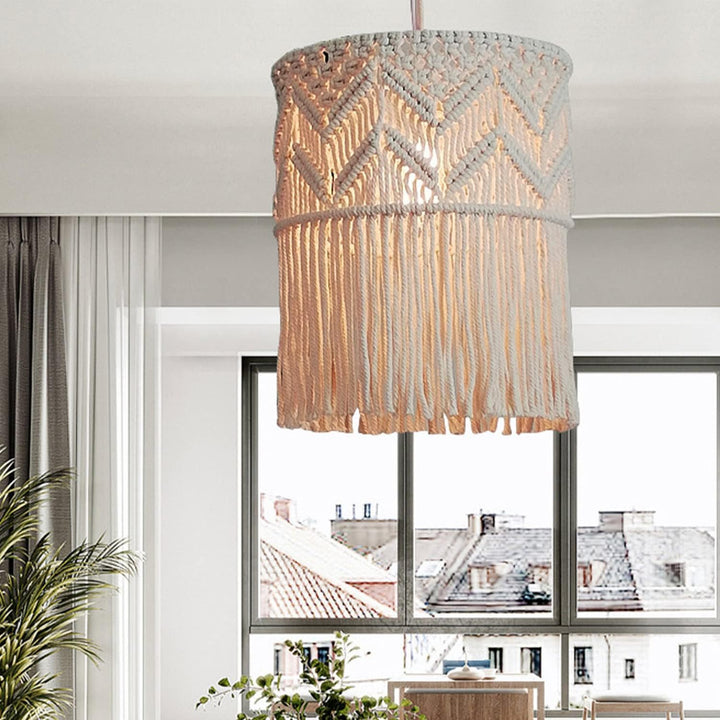 Handmade Cotton Macrame Chandelier Pendant Light Shade | Bohemian Decor