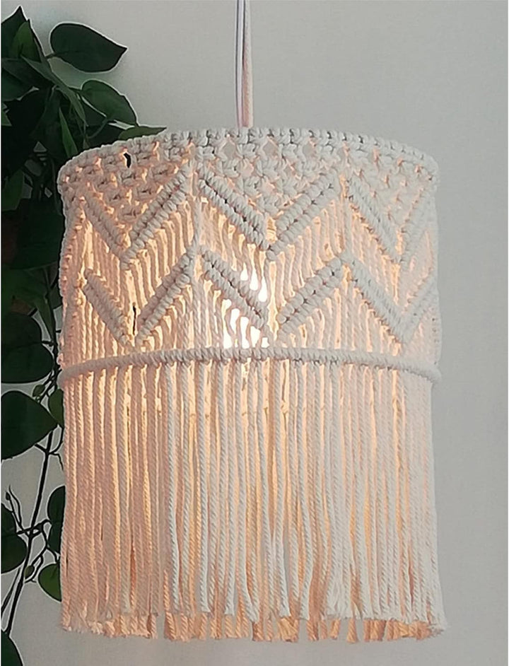 Handmade Cotton Macrame Chandelier Pendant Light Shade | Bohemian Decor