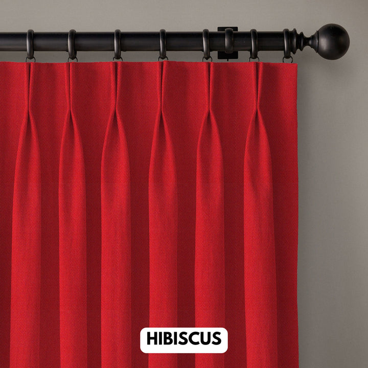 Pinch Pleated Woven Herringbone Linen Curtains UK - Natural Texture | Standard & Made to Measure