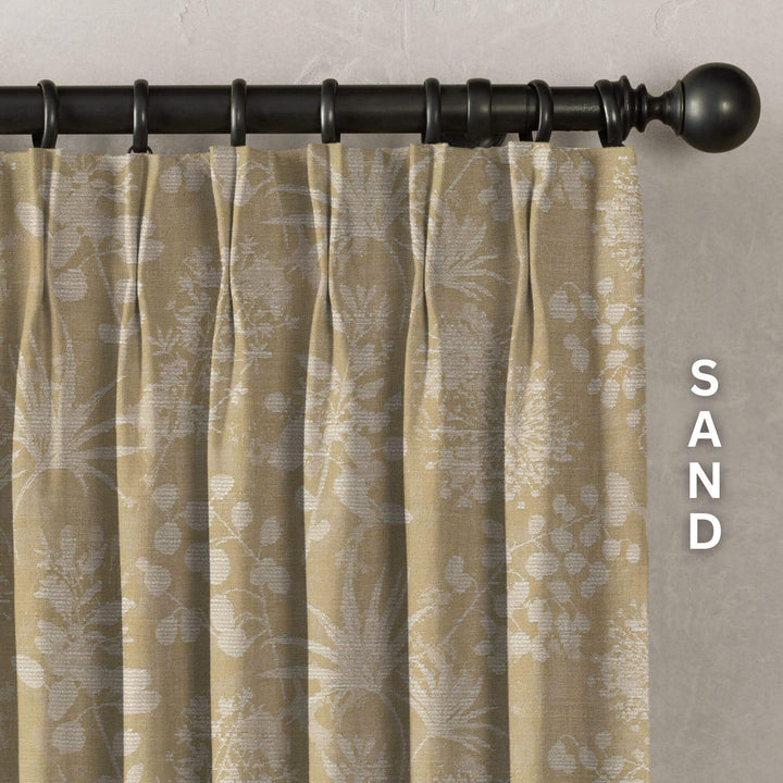 Floral Botanical Print Linen Curtains | 9 Colors | Pinch Pleated | Standard & Made-to-Order Sizes