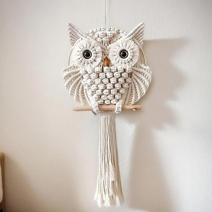 Handmade Macrame Owl Wall Hanging | Bohemian Decor | Cotton Rope Art
