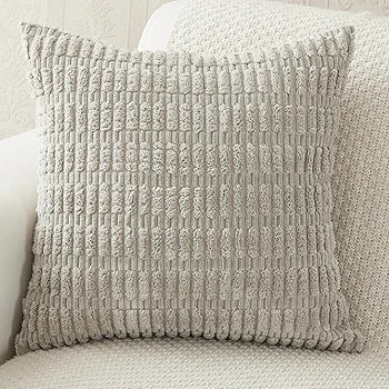 Corduroy Cushion Cover | Soft Plush Cushion Cover | 45x45cm | Light Grey Cushion Cover